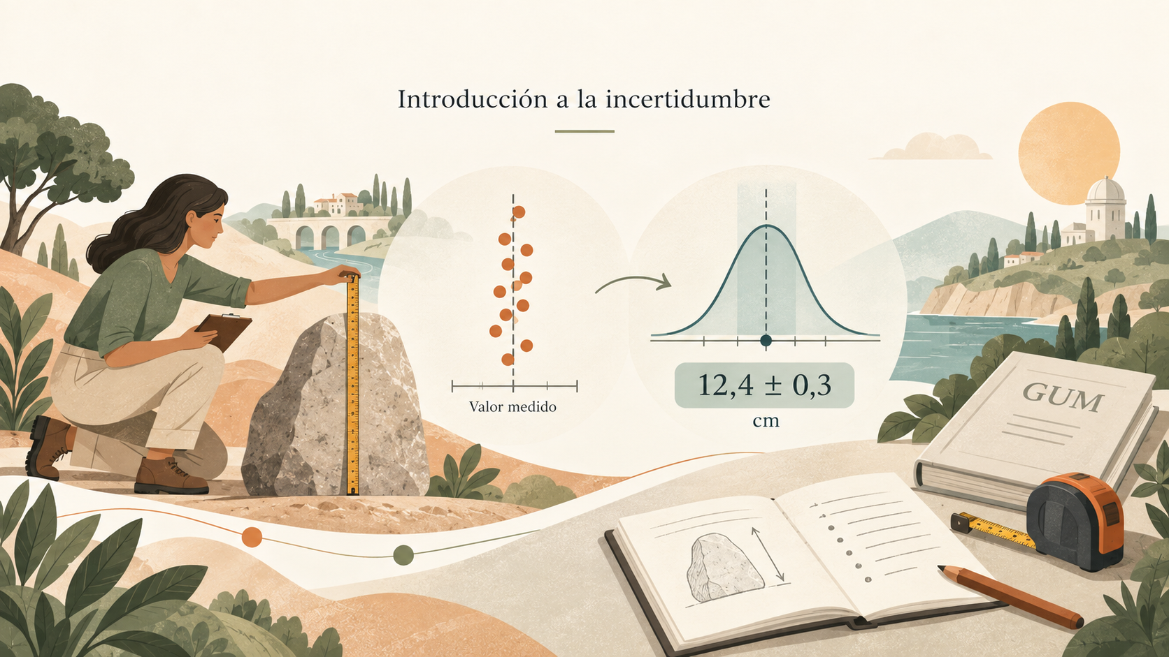 Ilustración introductoria sobre incertidumbre de medición y la GUM